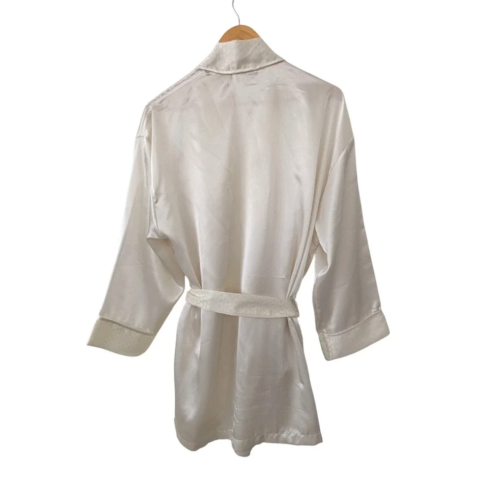 Vintage Gold Label‎ Victoria's Secret VS Satin Robe Kimono Floral Trim O/S